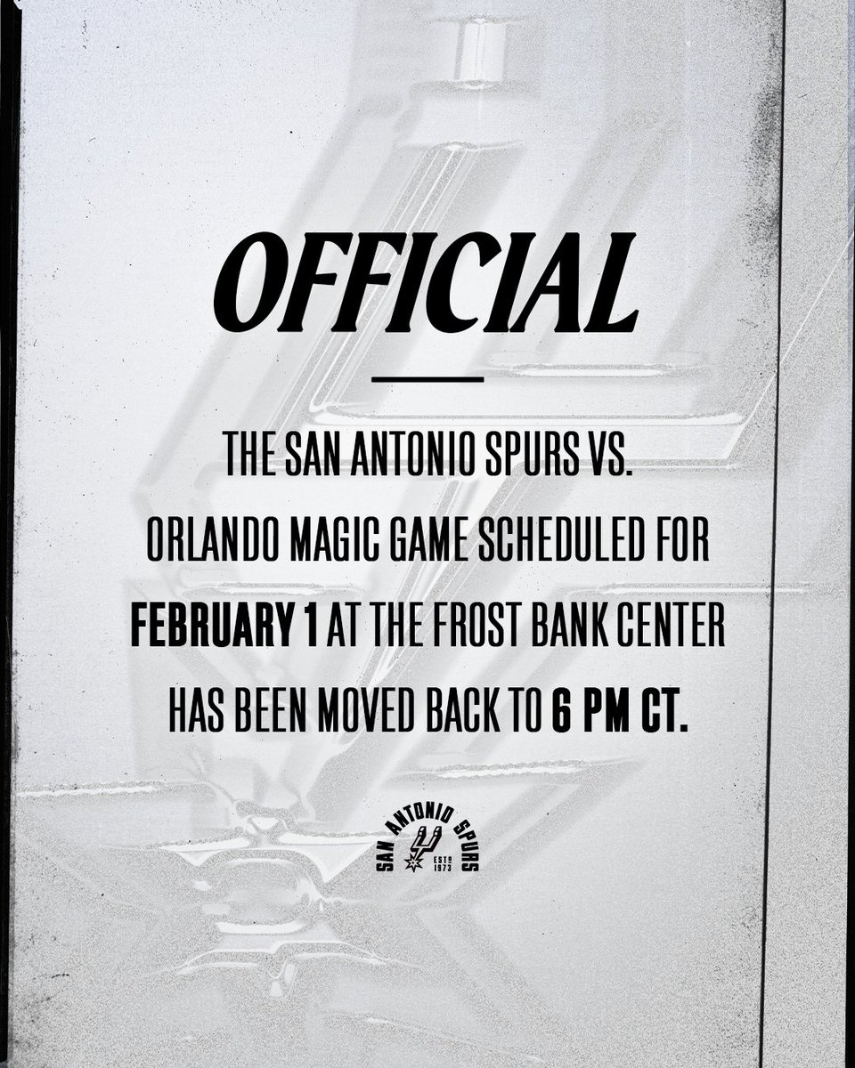 马刺官方：因天气原因推迟明日对阵魔术比赛