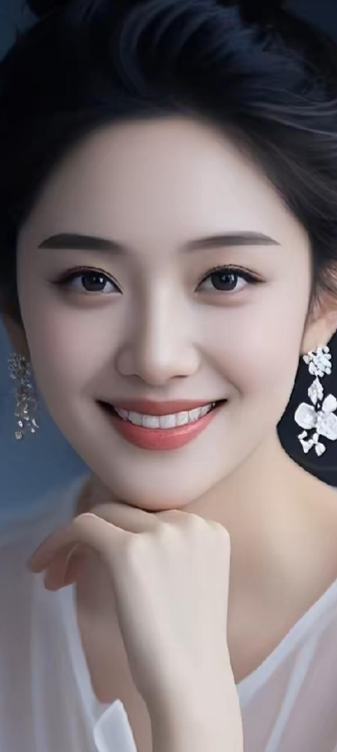 甜美笑容，闪耀耳环，优雅气质，完美女神！🌸✨