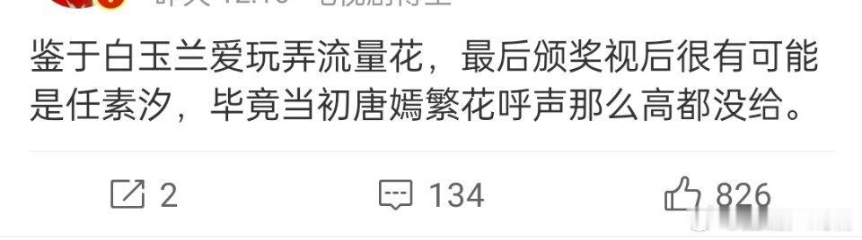 唐嫣、仙儿、赵丽颖都错失白玉兰如果白玉兰今年给了扑街女主…… 