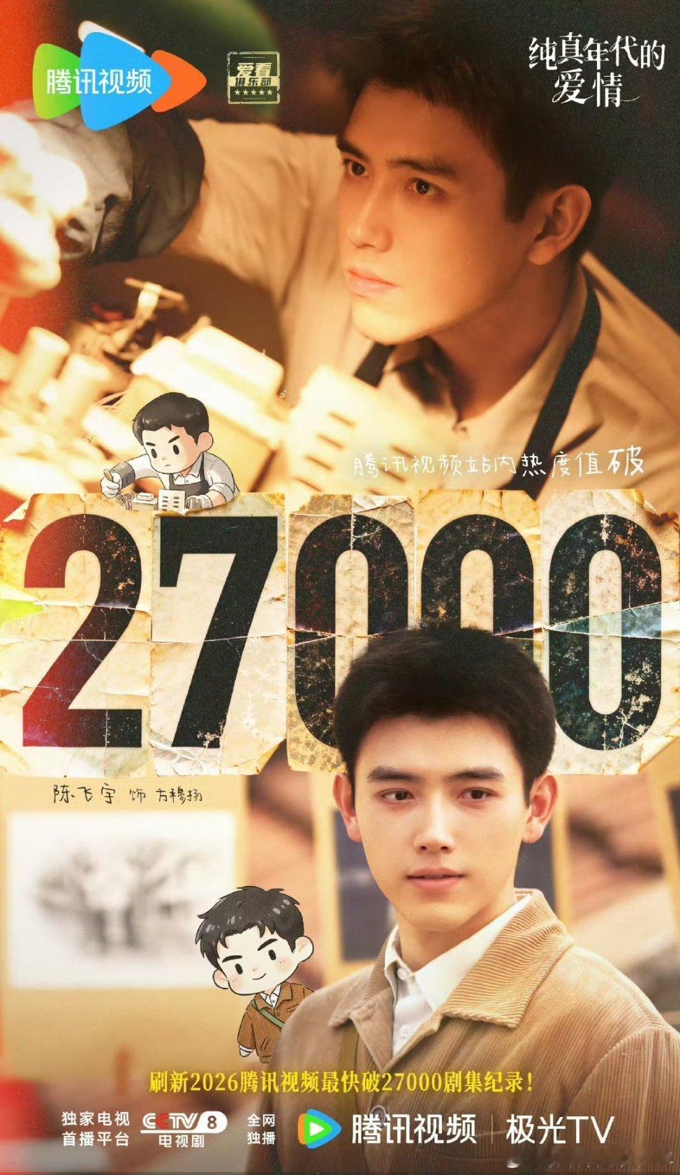 陈飞宇剧圈001: 陈飞宇《纯真年代的爱情 》站内热度值破27000🎉 刷新2