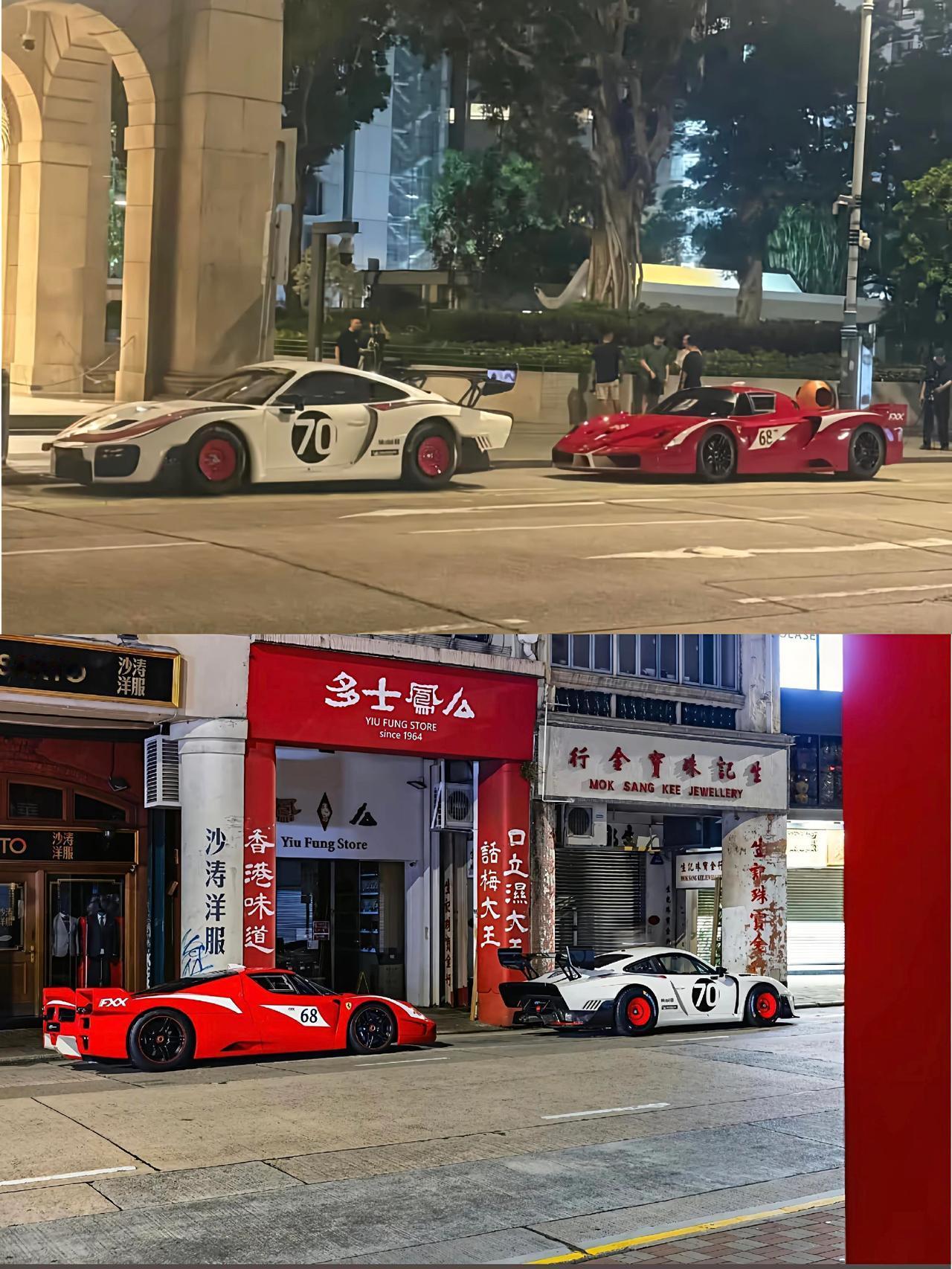 香港中环街道惊现两台神车赛道版法拉利fxx 保时捷935 顶级超跑