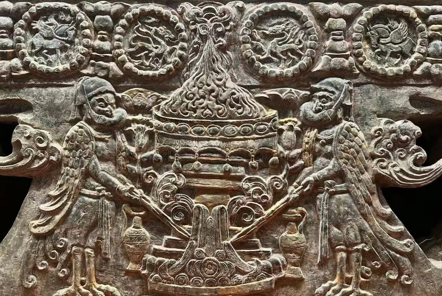 Details of funerary panel with bird-prie