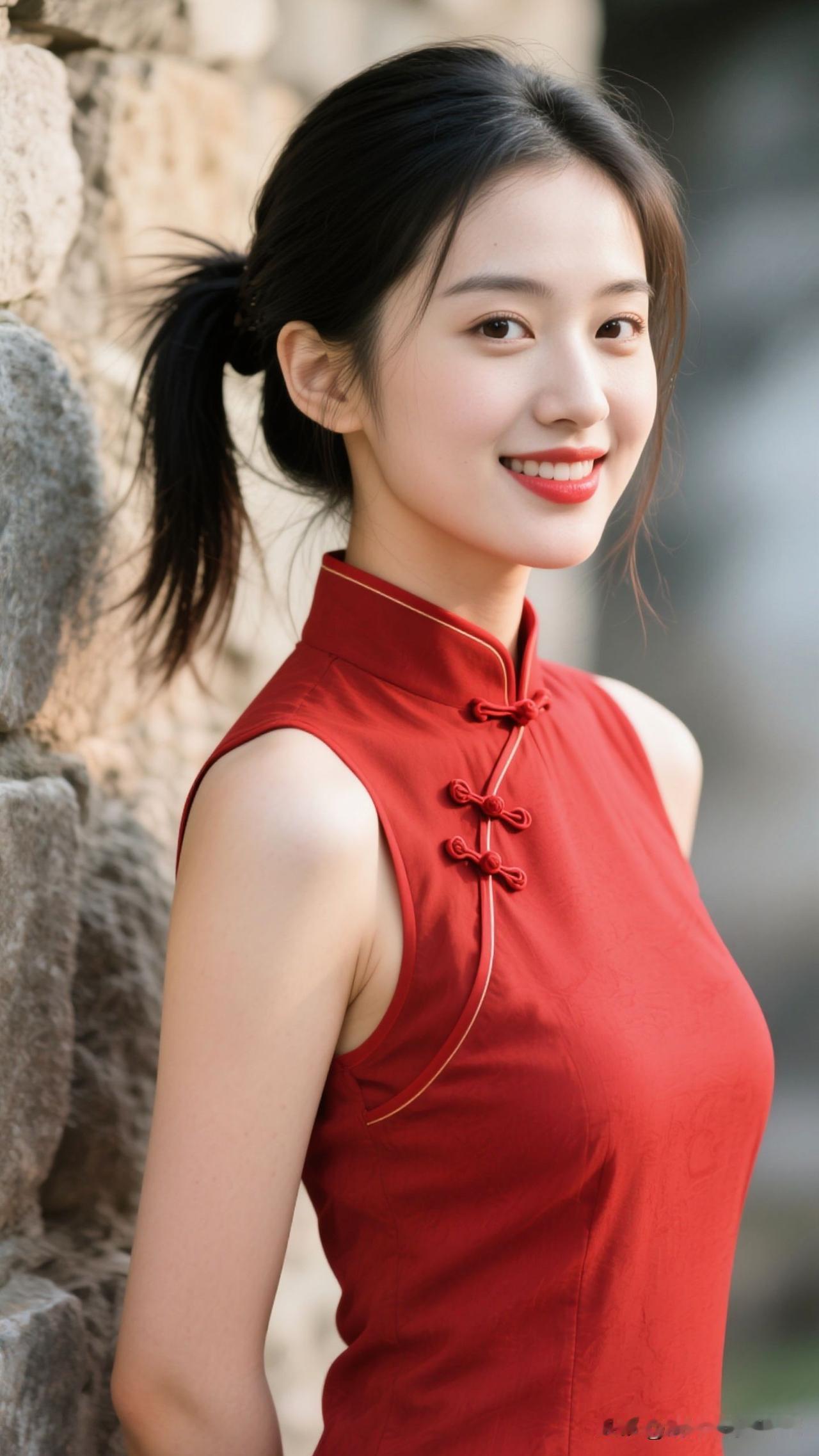 红衣美人倚石立，笑靥如花映日红。东方女性穿旗袍为什么这么美