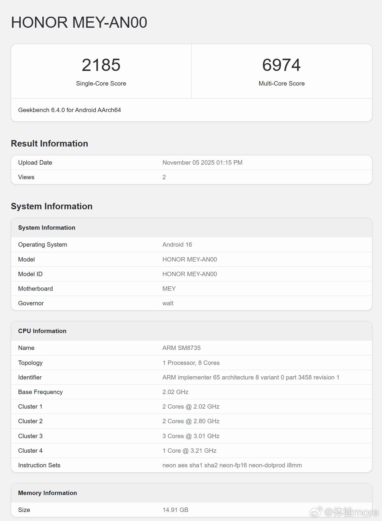 荣耀500跑分，搭载骁龙8s Gen4。中杯骁龙8s Gen4，大杯骁龙8 El