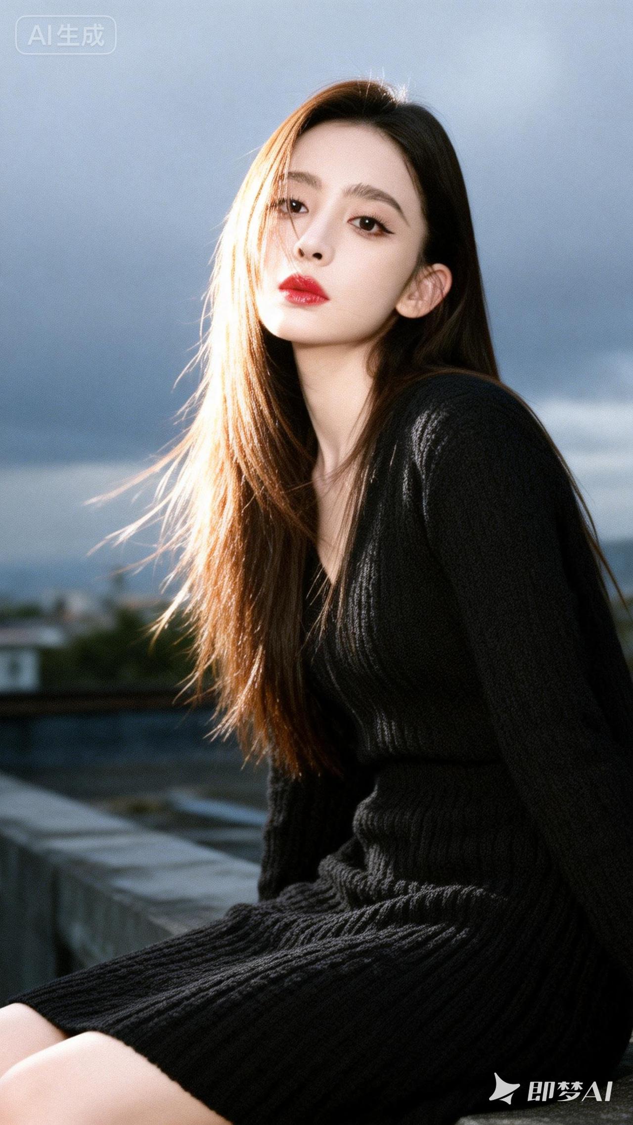 优雅黑裙，沉静如水，都市女性魅力