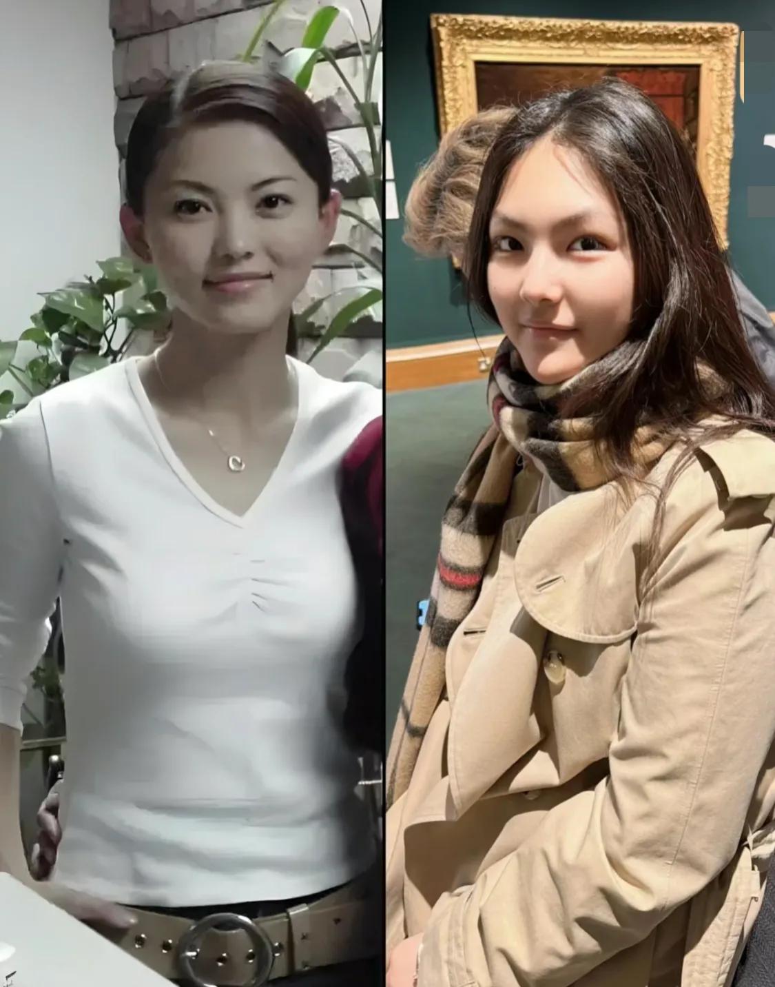 王诗龄长的还是像爸爸多些，李湘年轻的时候真漂亮，现在感觉变成一个厉害面相了，女儿