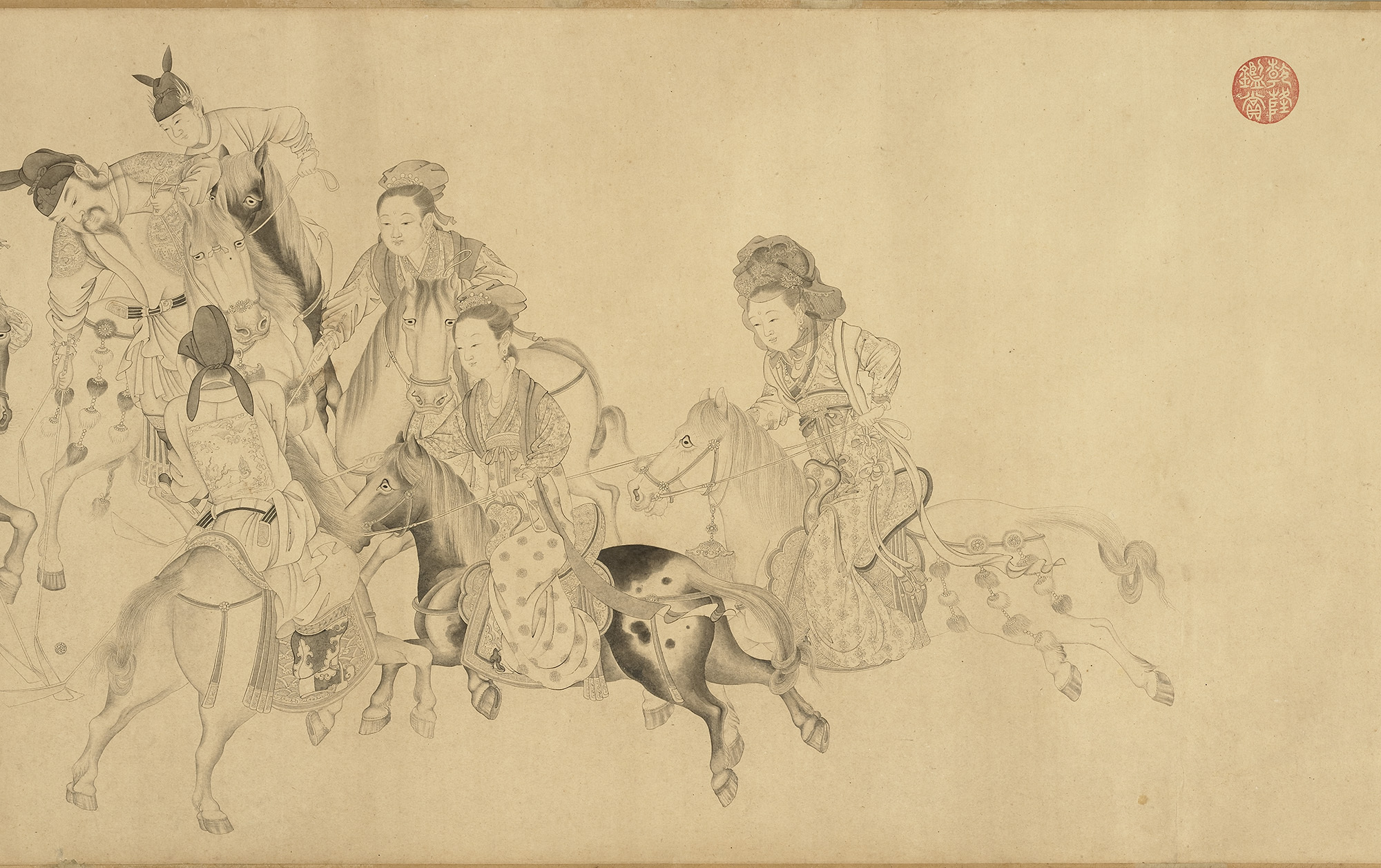 台北故宫藏 清代 丁观鹏 《画唐明皇击鞠图》 