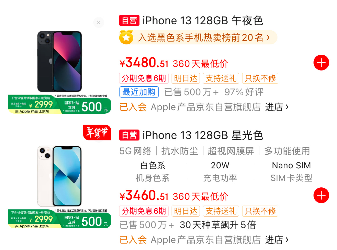 国补后苹果手机跌破3000 iPhone13 128G版本到手2999元，有需求