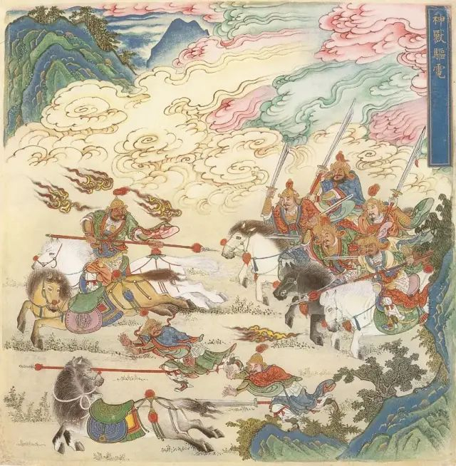 《真武灵应图册》是一本描述真武大帝出生、修道、成仙和灵应故事的纸本彩绘工笔画册，