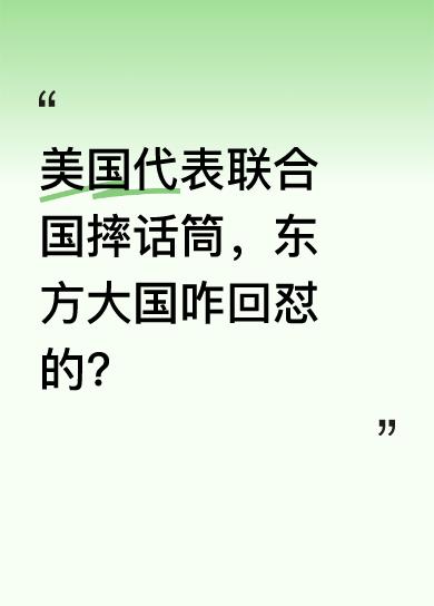 美国代表在联合国摔话筒喊“不允许”，东方大国代表一句“按规矩来”让全场安静，这外