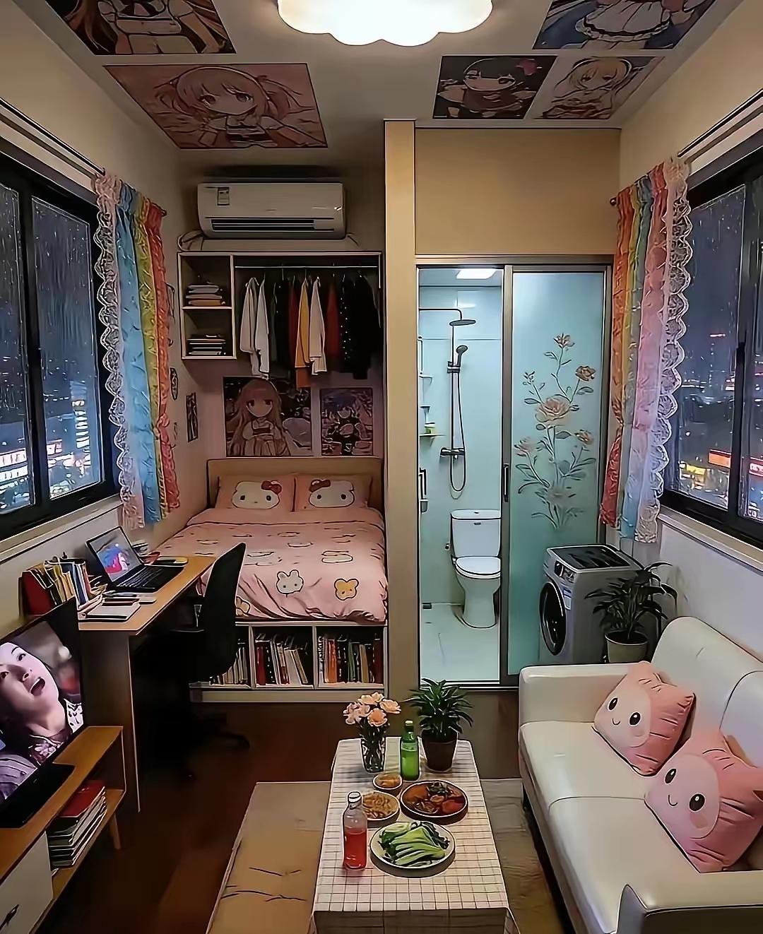 温馨小卧室，满满少女心。别看空间小，绝对舒服温馨，很治愈的小家，大别墅🏡不如我