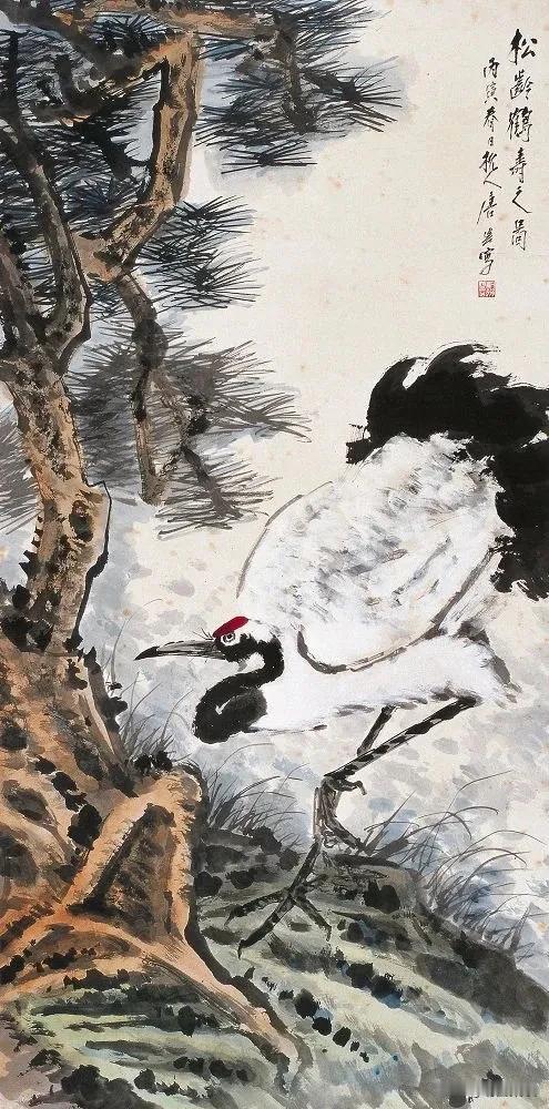 唐云：《松鹤延年》欣赏
#国画# #精彩国画# #古今国画#