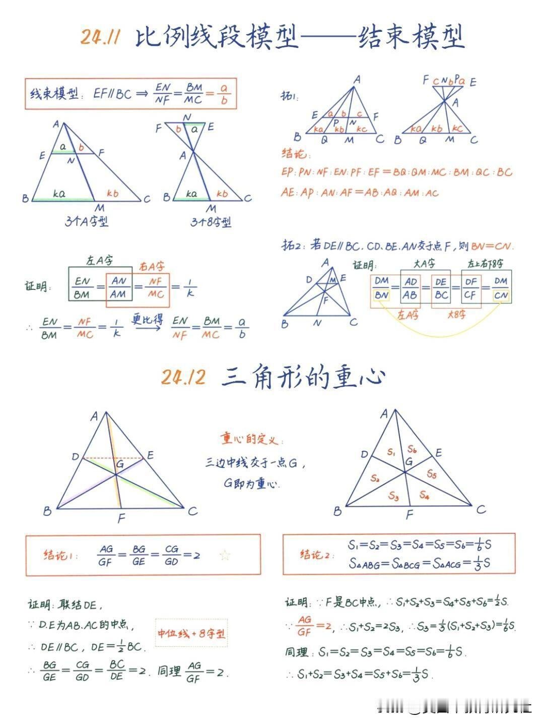 【相似三角形各类模型】
初中数学知识点，中考数学几何模型，初中数学笔记！