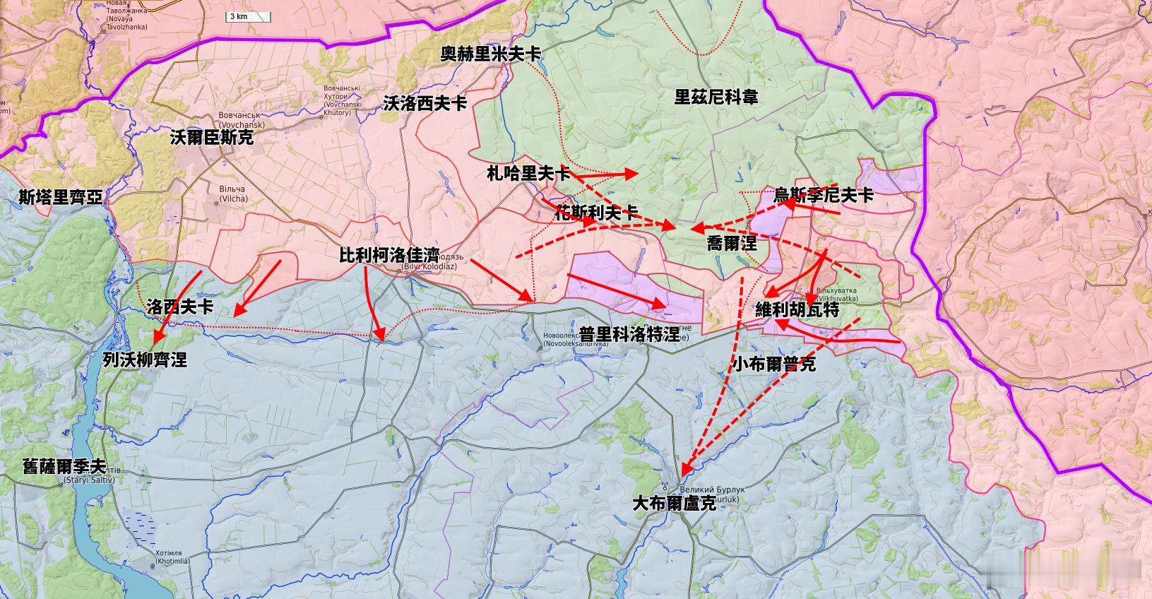 里茲尼科韋包圍圈現況俄羅斯北方集群正在擴大包圍圈封鎖線的縱深，繼續向南面推進，這