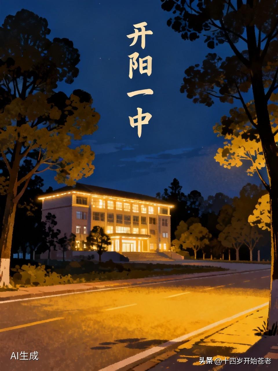 路过开阳一中
文/曾祥国残红
从苏家坡加油站回来，路过开阳一中
旧教学楼灯火通明