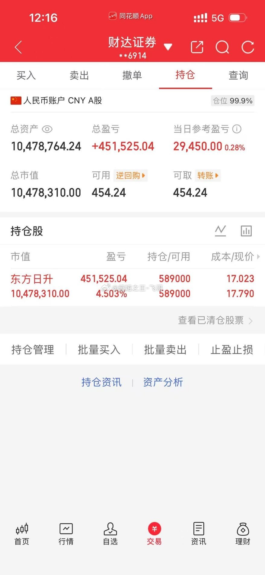 每日实盘实时更新，开盘思路、盘中操作、收盘总结，全程公开透明。今日操作：81天继