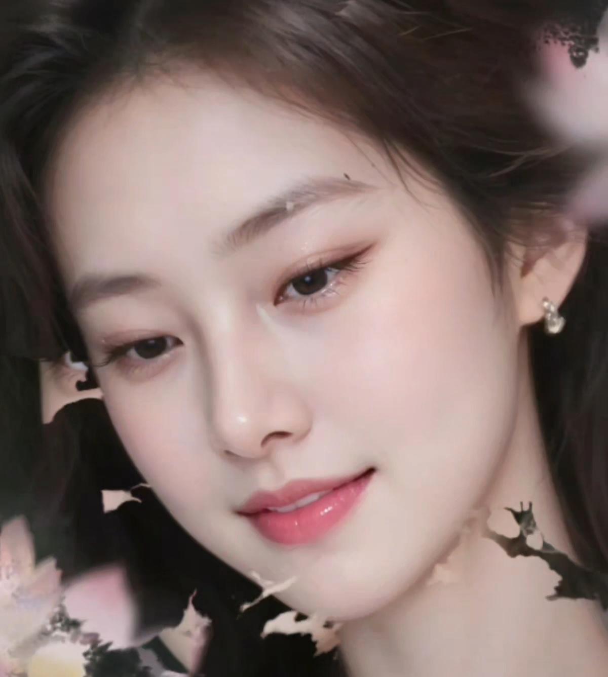 温柔甜美的少女，花影映脸颊，梦幻又迷人。🌸💖