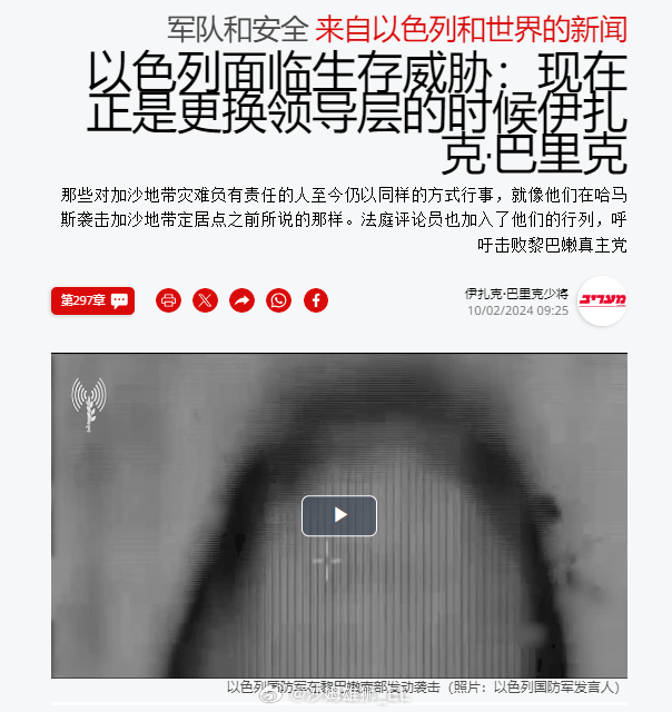 前以色列国防军战斗英雄伊扎克·巴里克少将今天又在《晚报》（Maariv）上发文：