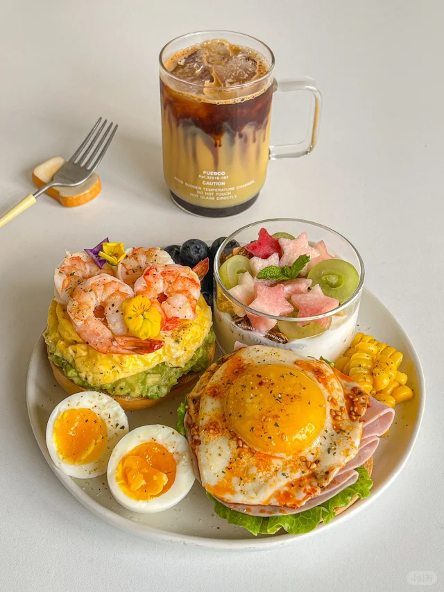 元气brunch🍳叮咚买菜鸡蛋三明治酸奶杯🍨