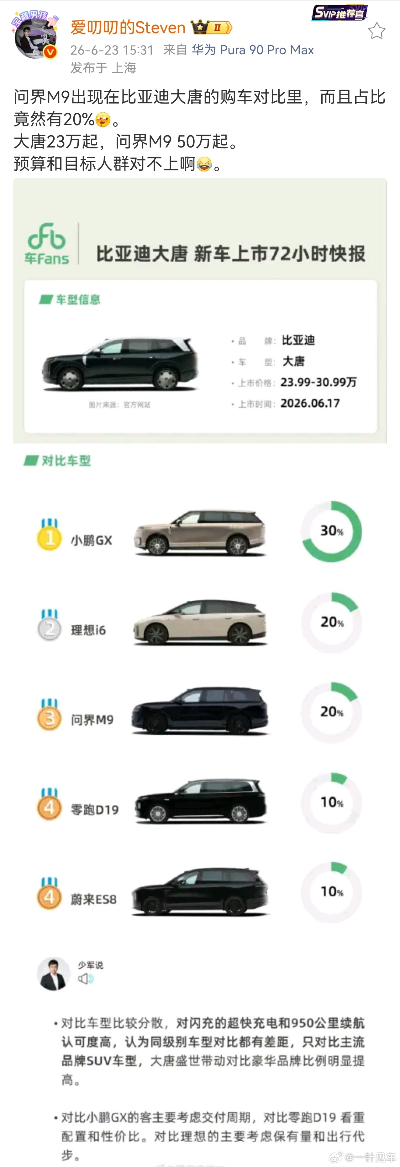 可能问界M9是梦中情车吧，挣到钱了下一台就换M9