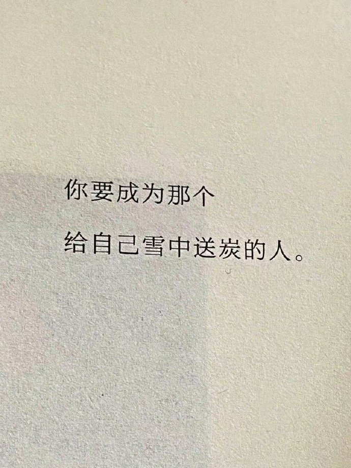 你要成为那个，给自己雪中送炭的人。                      —