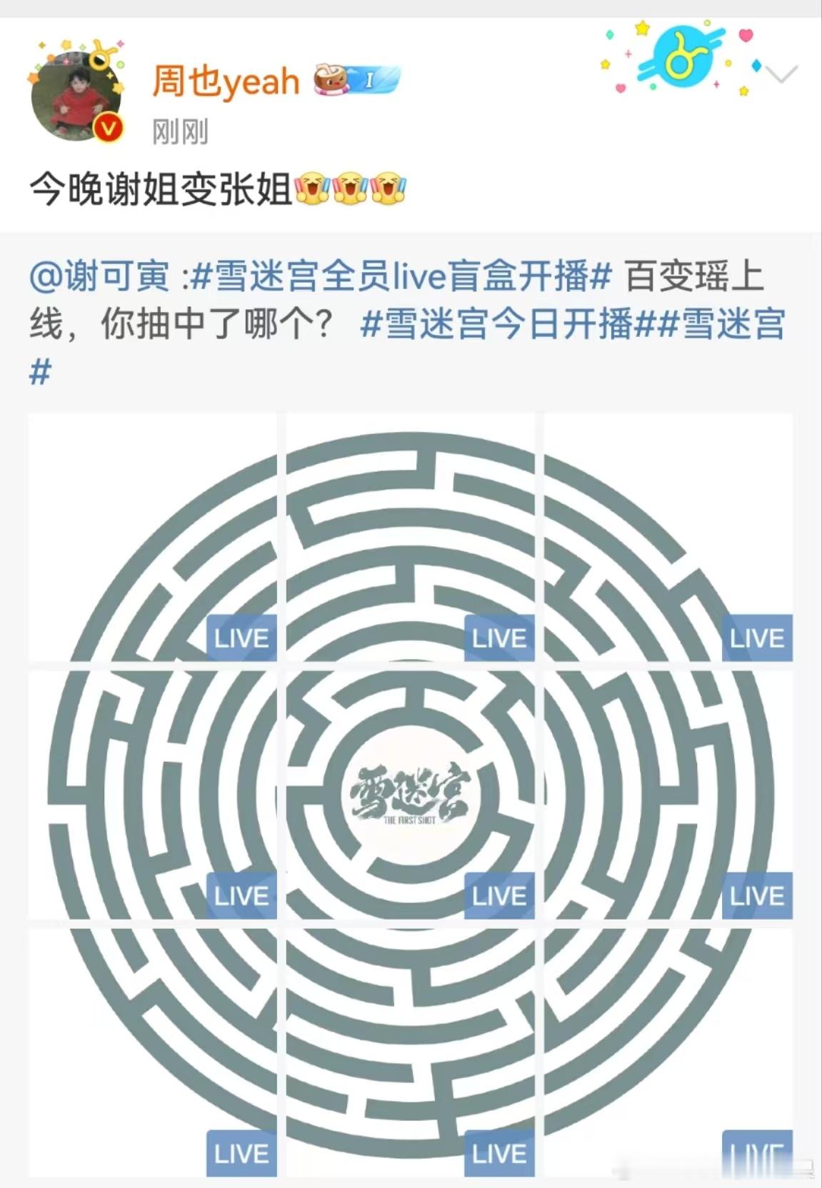 #周也说谢可寅今晚谢姐变张姐##周也支持谢可寅新剧#周也说谢可寅今晚谢姐变张姐，