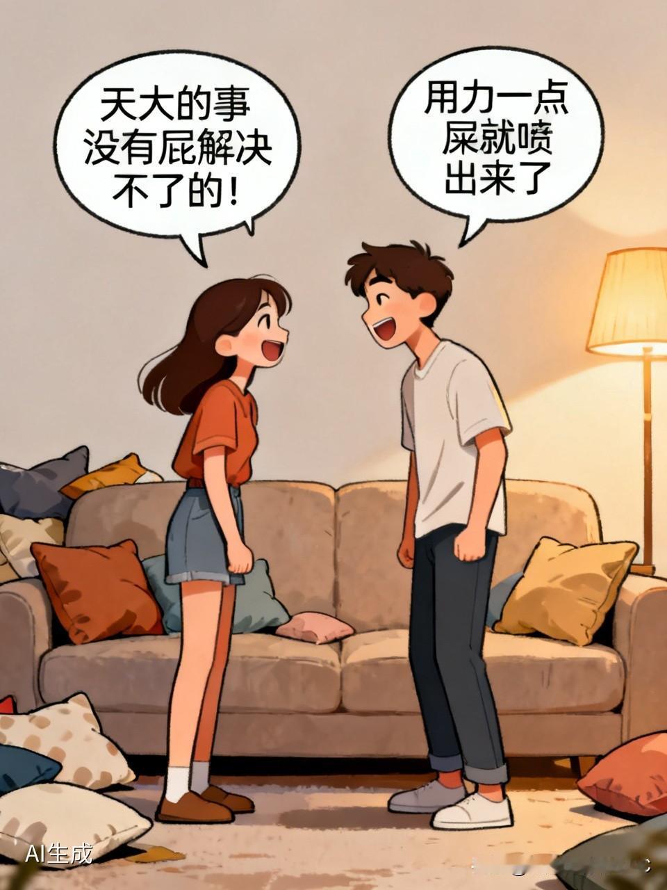 天大的事没有屁解决不了的！笑死我了，朋友跟老公吵架，都快动手了，她突然放了个屁。