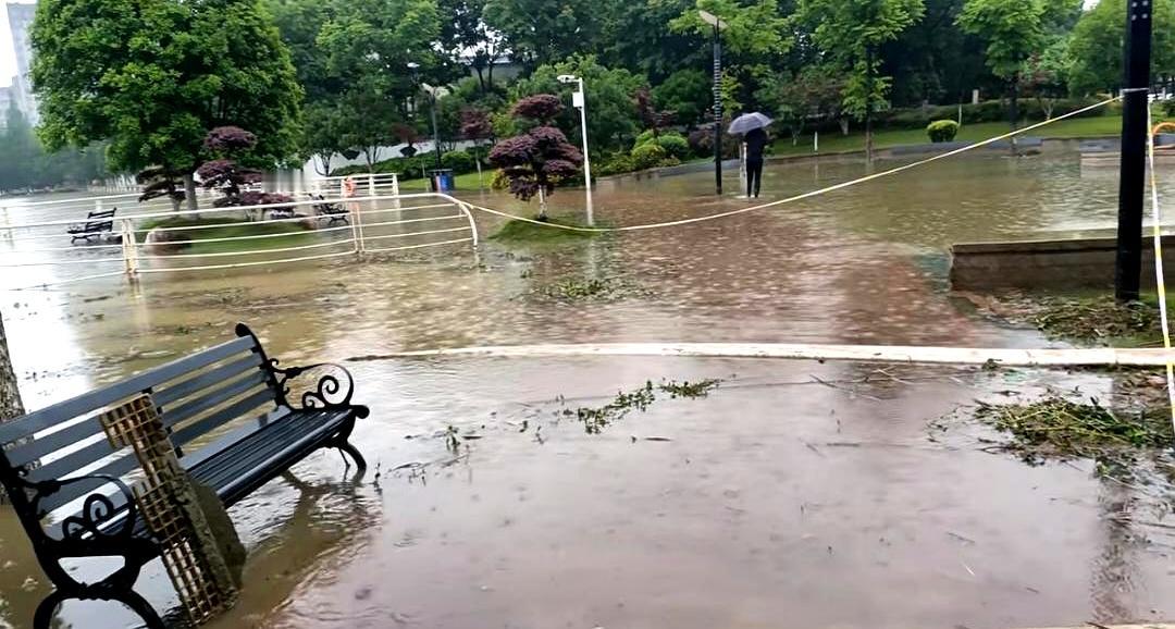 雨像拧坏的阀门，连着两天往下灌。
宜都这回真顶不住了：昨晚老车站那片都能摇桨，今