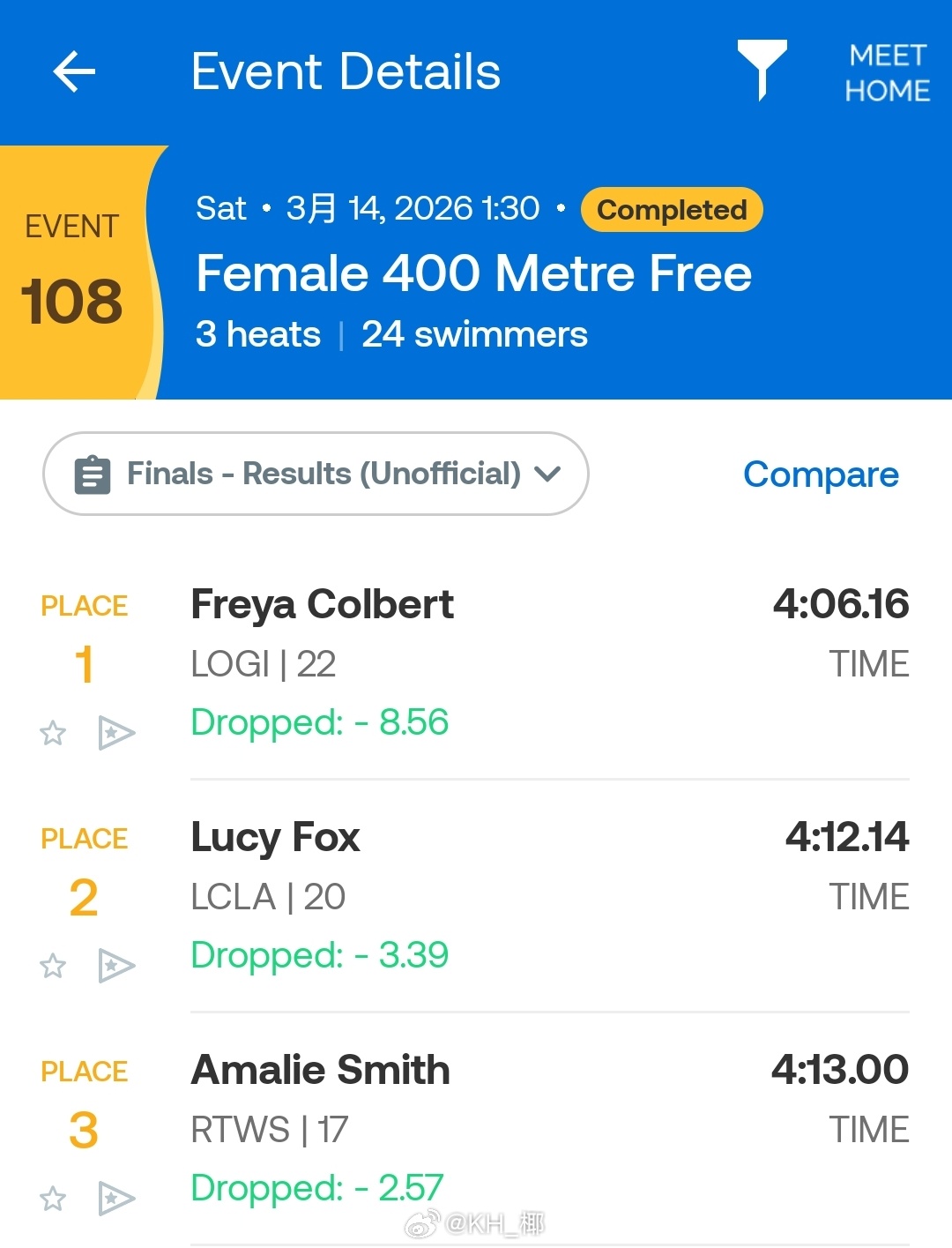 Edinburgh International 第一天决赛女100蛙：🇬🇧A