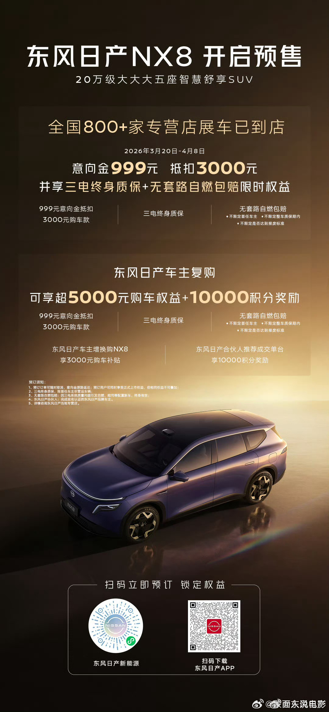 东风日产NX8大大大五座SUV预售东风日产大大大牌这回玩大了 🚀 3月20日，