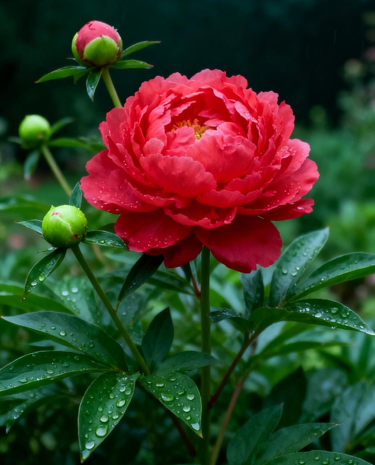 《暮春的一盏红灯笼》

春末夏初，庭院深处，芍药悄然绽放。那一抹红，不似玫瑰的浓