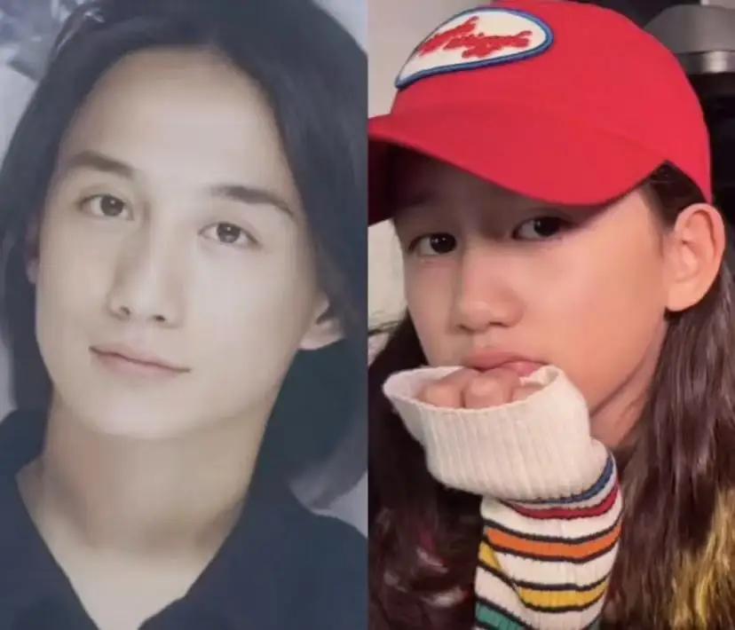 黄磊12岁的二女儿比大女儿还要爱美。露脐装，大波浪头发，时不时补补口红。长得简直