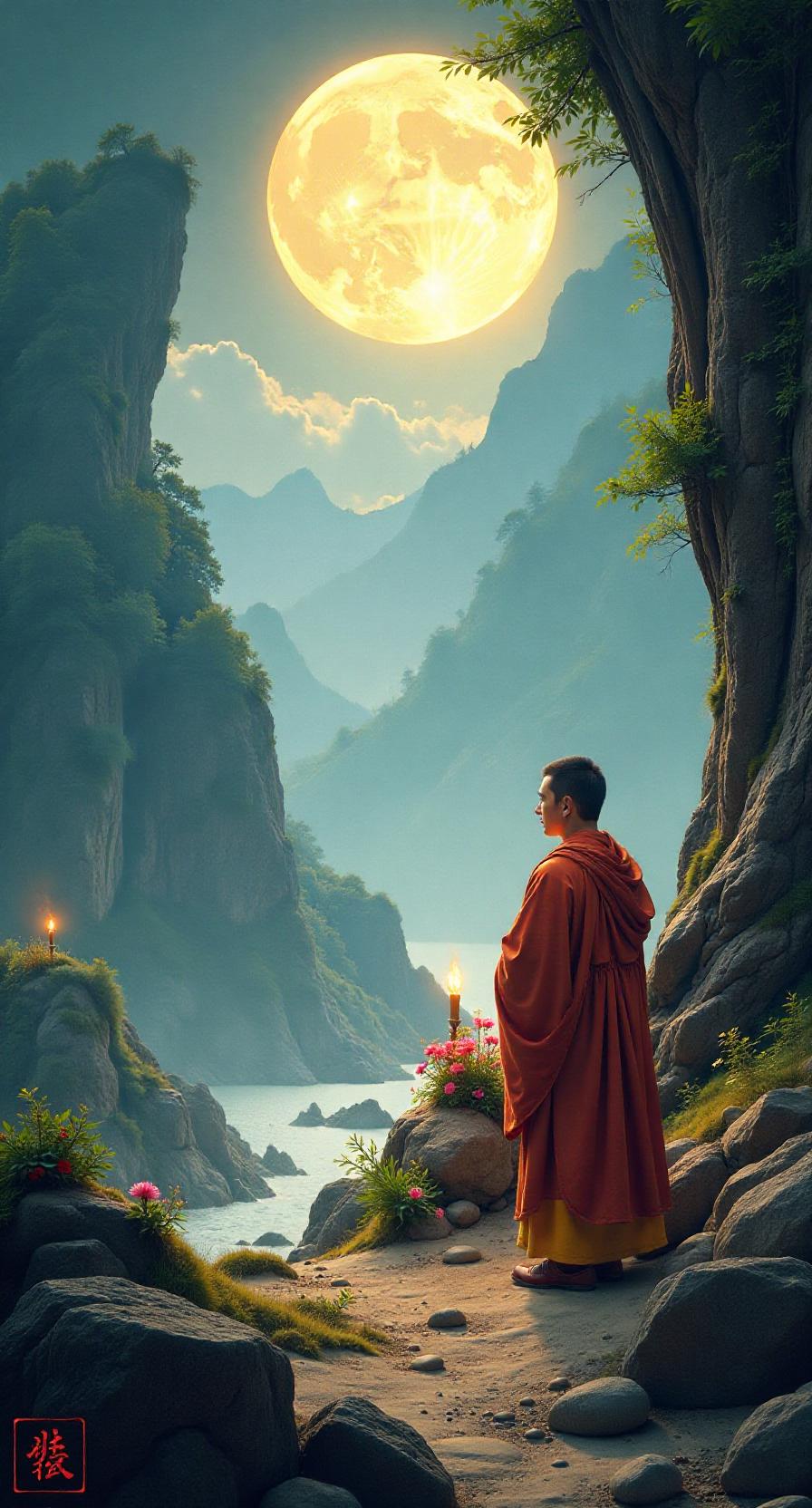 《愣严经》卷五(五)
55
【阿难初悟】
阿难顶礼佛足前，初闻呵责泪双流。
七七