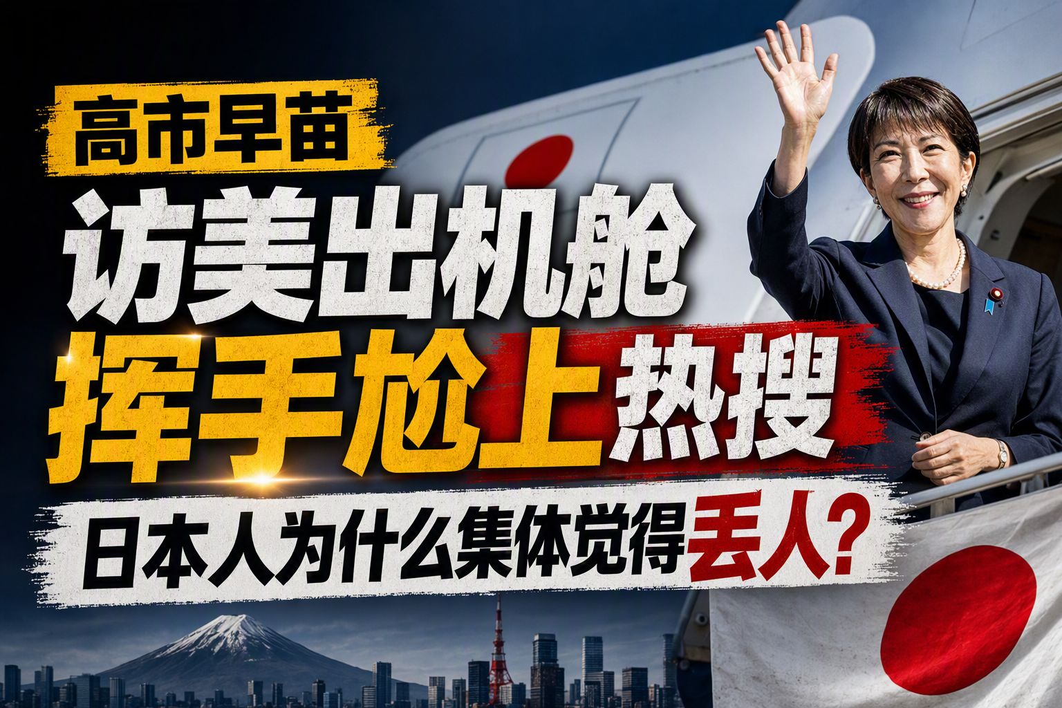 高市早苗访美出机舱挥手尬上热搜，日本人为什么集体觉得丢人？