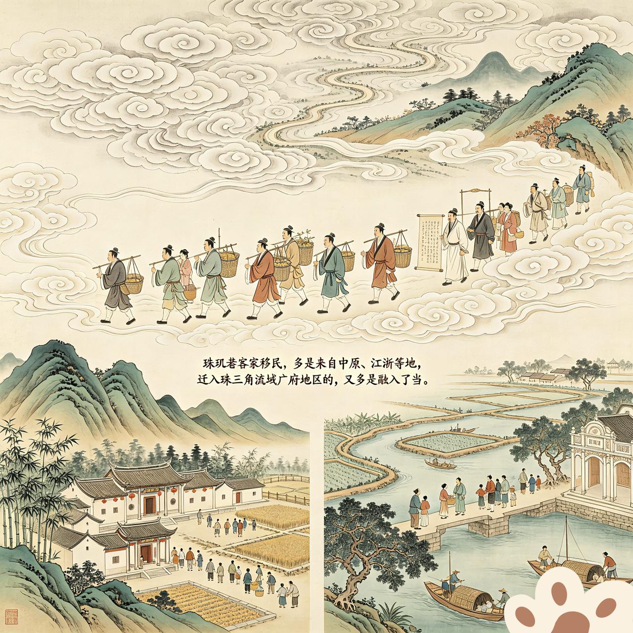唐宋时期的珠玑巷移民，多是来自中原、江浙一带的客家先民，它见证了客家人迁徙发展演