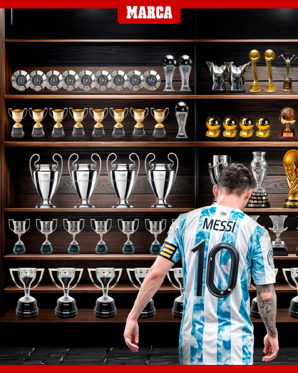 ✅马卡报官方更新：🤩 里奥·梅西，一个充满奖杯的展示柜... 🏆 多到一张图