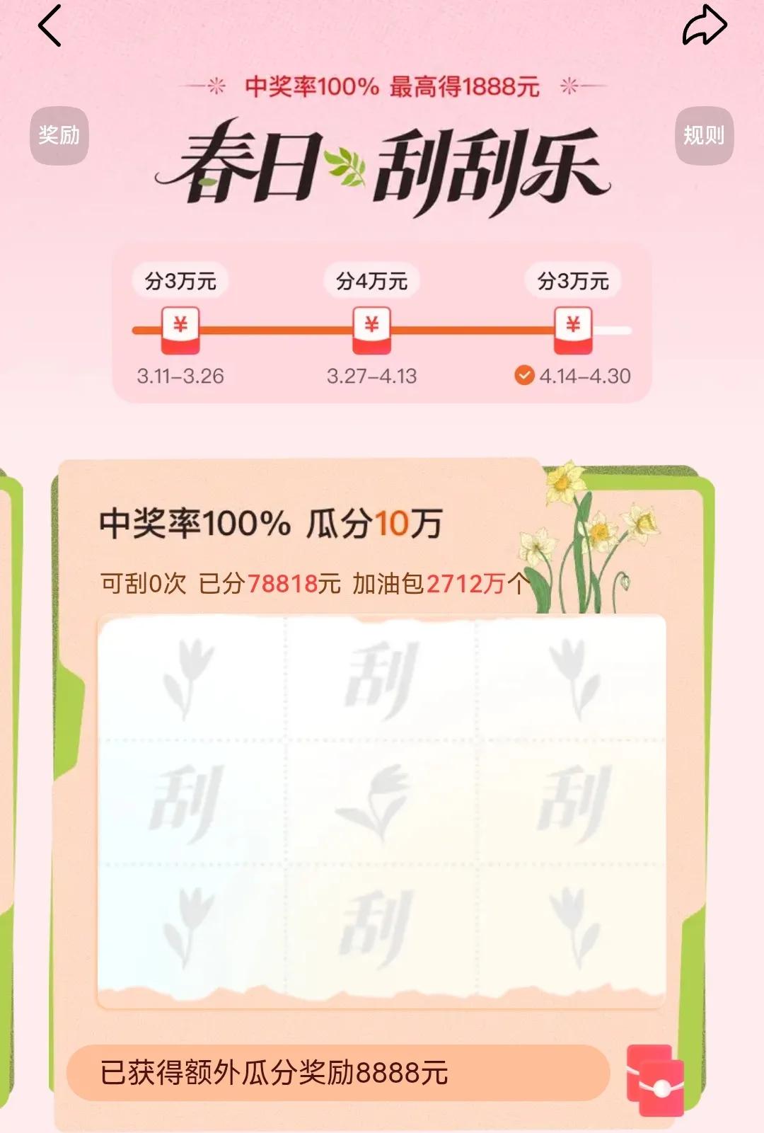 总共10万元的奖励，最高可以拿1888元，春日生活打卡季这个活动就是这么诱人！