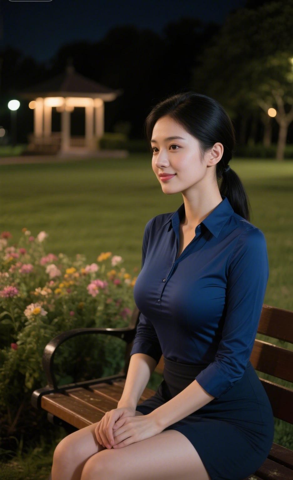夜晚的公园，花香与晚风，温柔又治愈