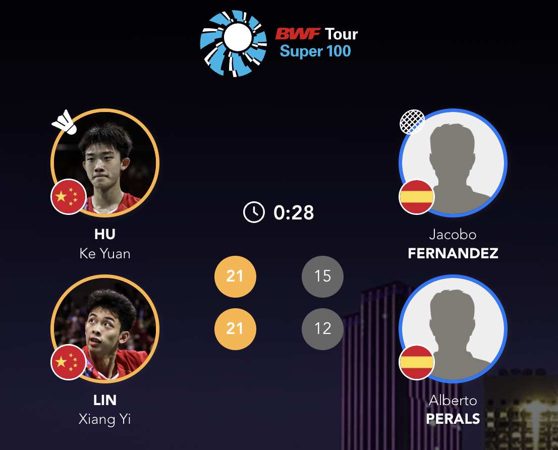 资格赛：胡珂源/林祥毅🇨🇳 21-15、21-12 🇪🇸费尔南德斯/佩拉