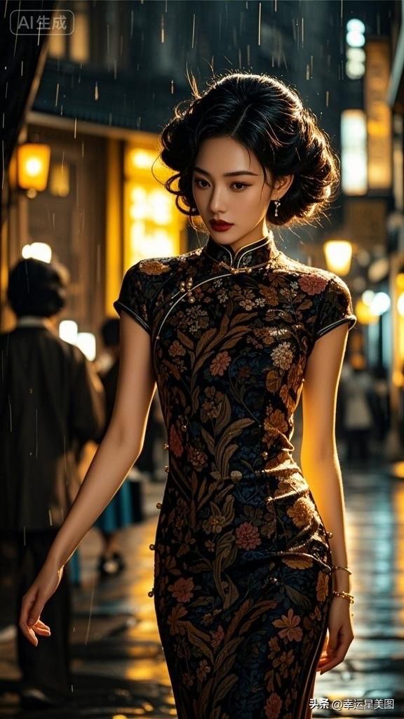 雨中美人，复古旗袍，韵味十足！