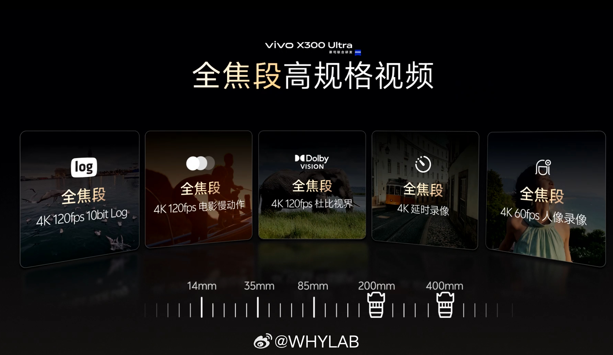 vivo X300 Ultra 支持全焦段高规格视频全焦段 4K 120fps 