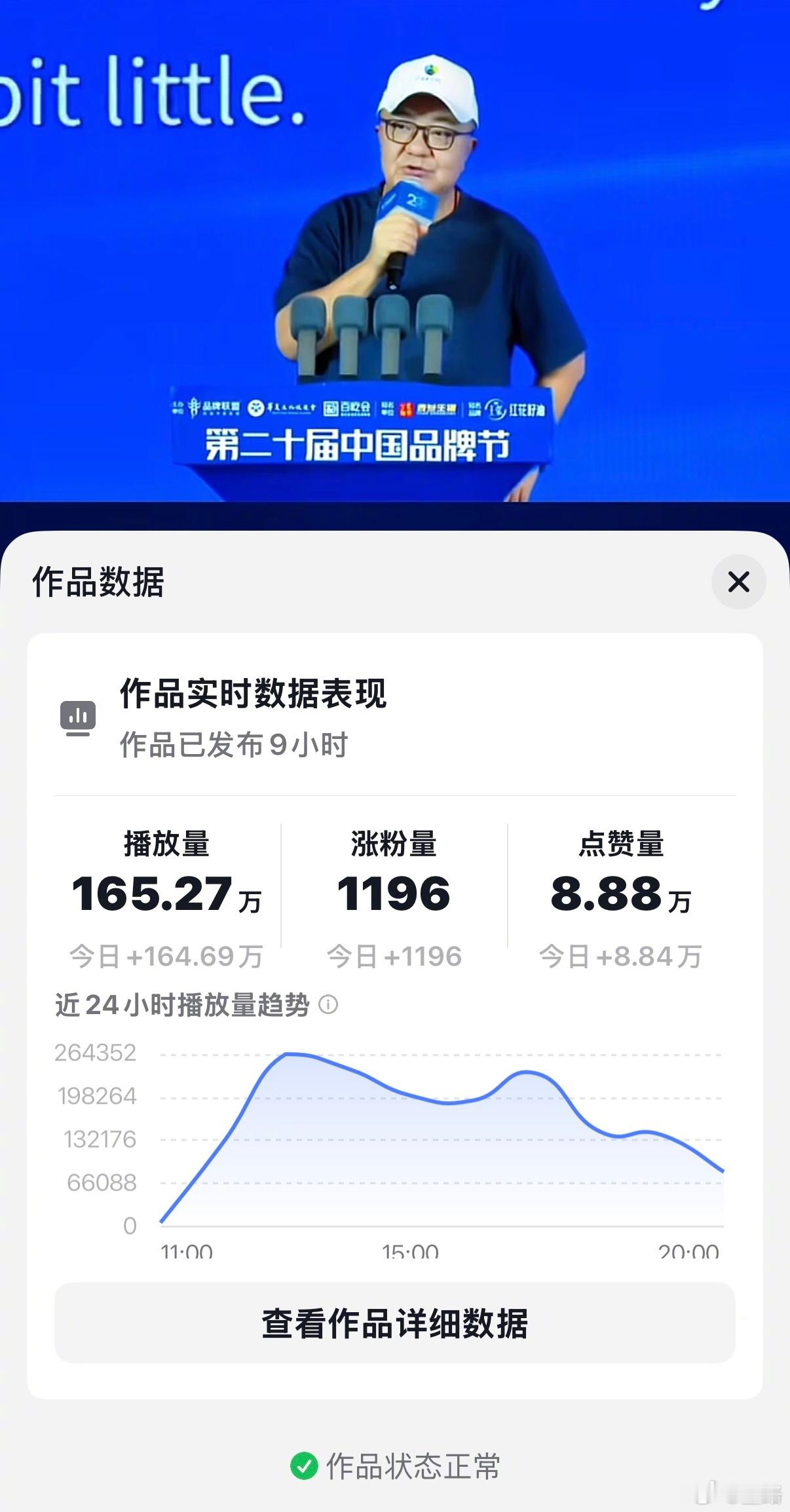 今儿10分钟脱稿演讲，抖音目前获赞8.88万。还可以。