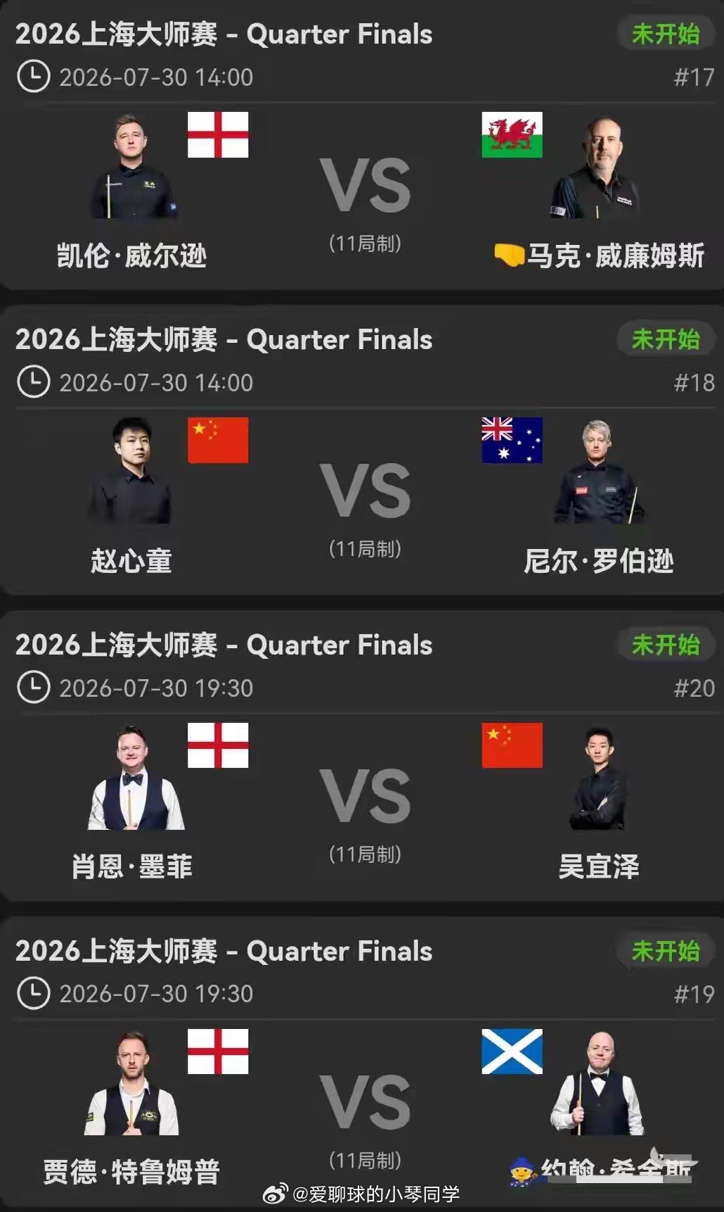 绝杀不断 上海大师赛四强出炉 8位世界冠军大乱斗 夺冠局势彻底明朗这届上海大师赛