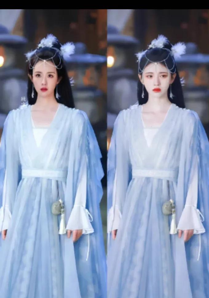 鞠婧祎、陈都灵，这俩没在一部戏合作过吧，这造型，服饰一样，看着好像一对姐妹花。