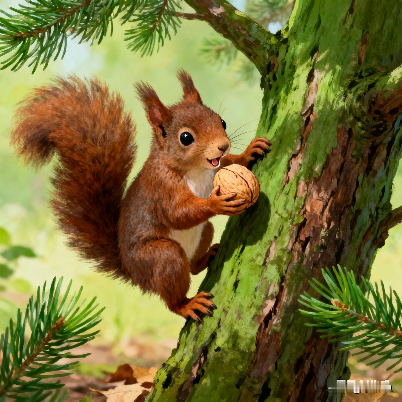 近日，北京一大爷遛公园，看见一只可爱的小松鼠，现在的松鼠都不怕人，它们会和人们互