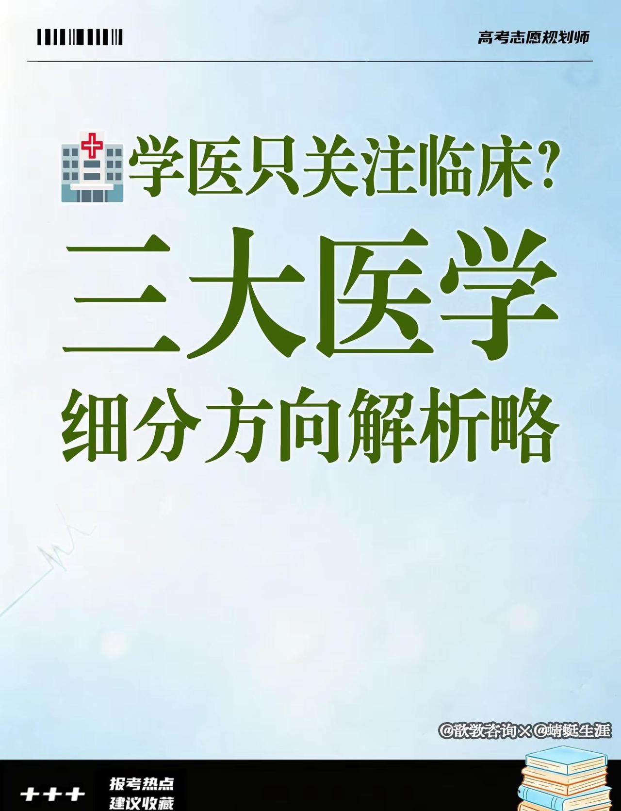 🏥学医只关注临床？三大医学细分方向解析。🔍专业基础特点对比 1.👓眼视光医