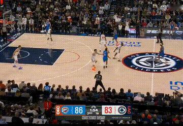 雷霆第三节打出38-29，领先快船8分进入最后一节亚历山大14中9砍下30分，三