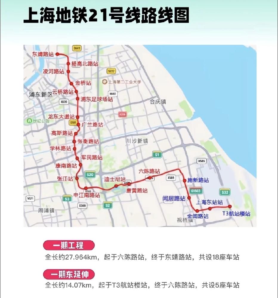 浦东人民大喜报➡️上海地铁21号线即将开启
 
浦东的小伙伴们注意啦！期待已久的