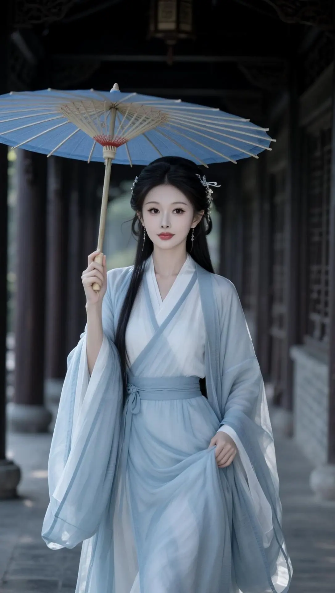 AI伞下清影 ai创作 古风汉服撑伞 汉服油纸伞 谁拍谁好看