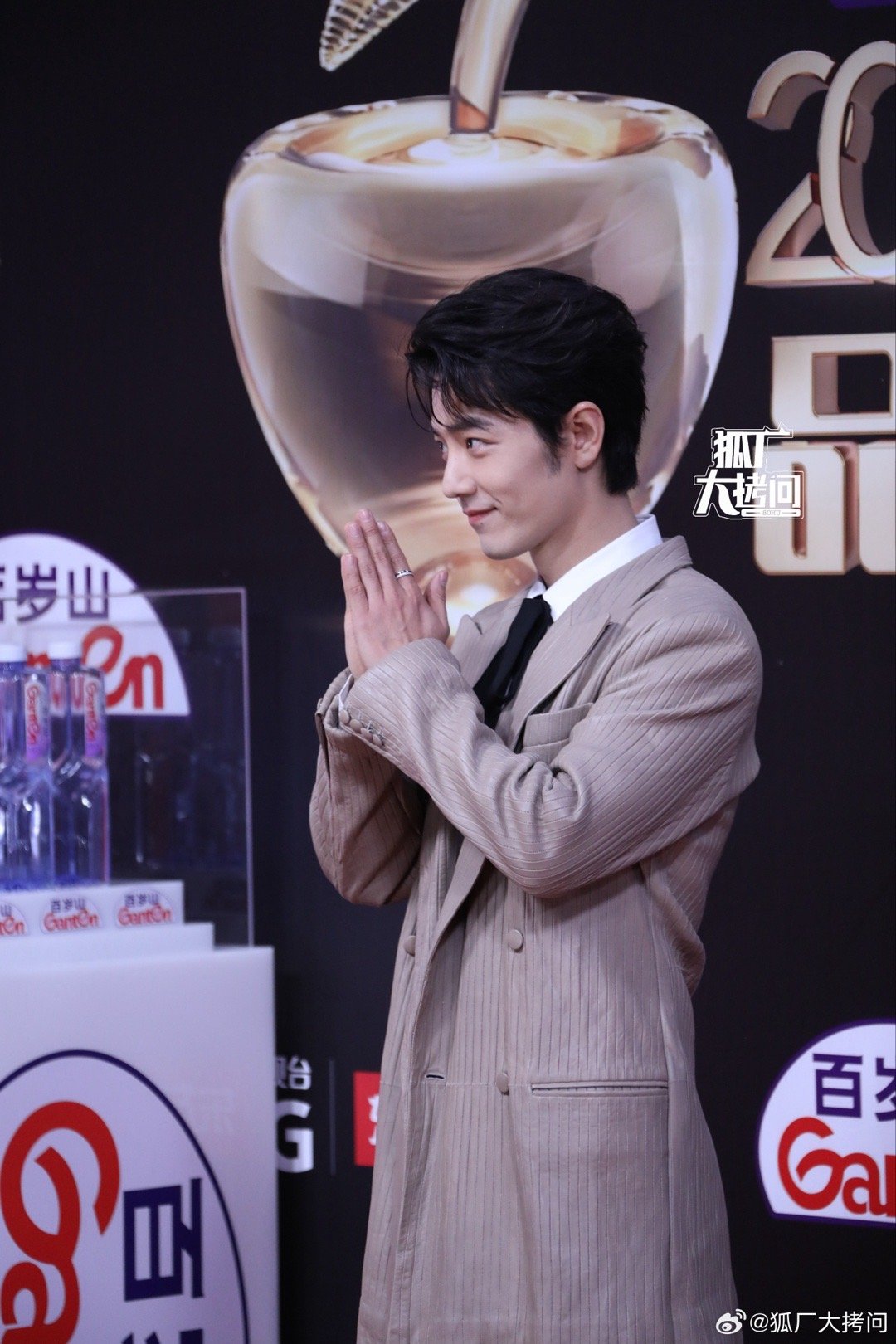 肖战黑色蝴蝶结领带肖战红毯优雅王子造型细节控狂喜！肖战黑色蝴蝶结领带，精致又得体